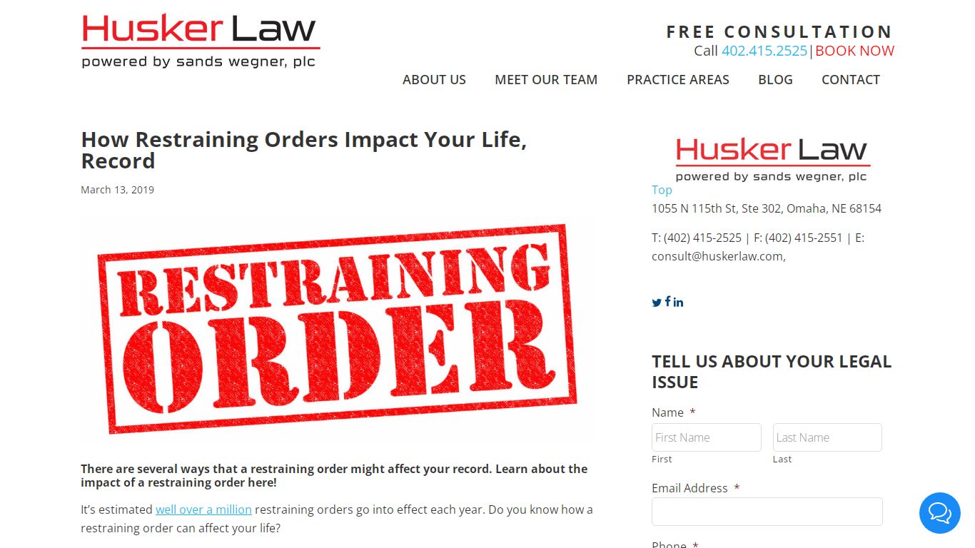 How Restraining Orders Impact Your Life, Record - Husker Law